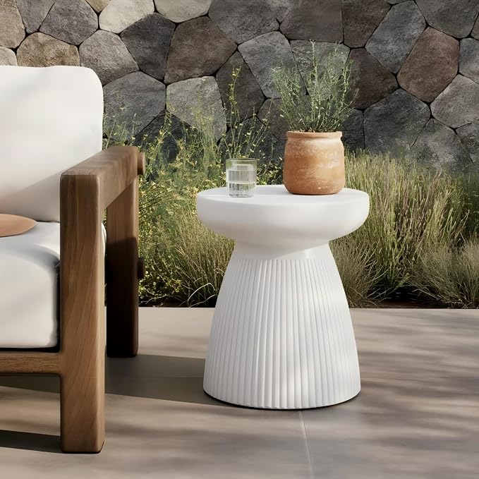 Christopher Knight Home Luce Round Side Table, Outdoor Concrete End Table by ChristopherKnightHome