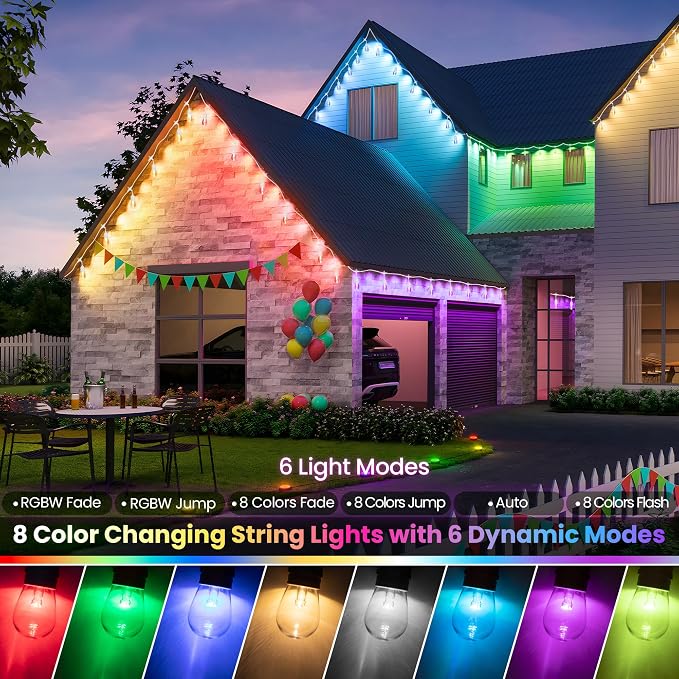 100FT RGB Solar Outdoor String Lights - Image 4