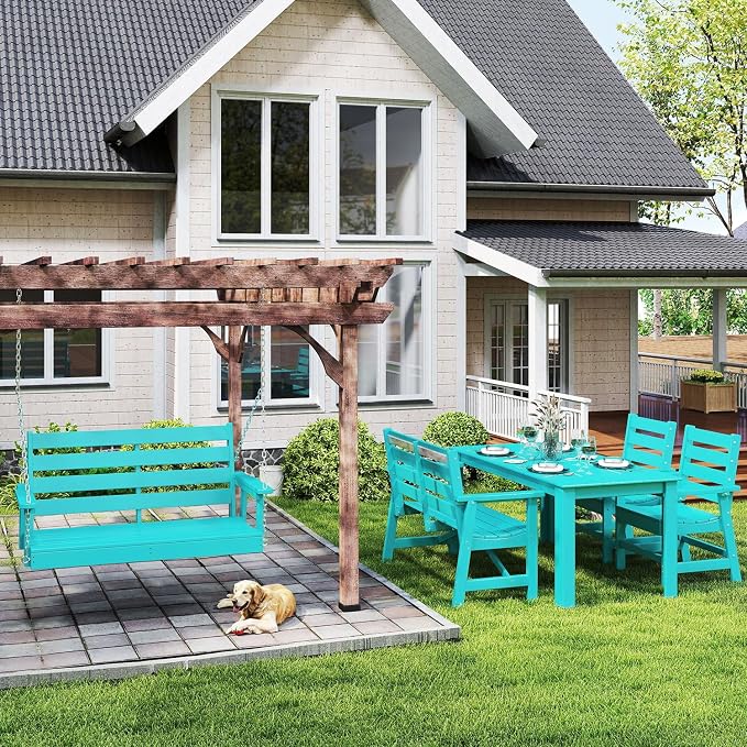 IVY&LANE Outdoor Porch Swing | HDPE Plastic | 2-Person | Hanging Bench Swings | - Image 7