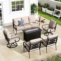 MFSTUDIO 7 Seats Metal Patio Furniture Sets, 6 Pieces Outdoor Sectional Sofa by MFSTUDIO