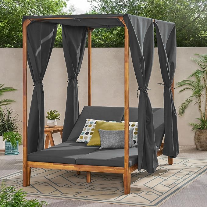 Christopher Knight Home Muntz Outdoor Acacia Wood Daybed Frame Only, Wooden - Image 5