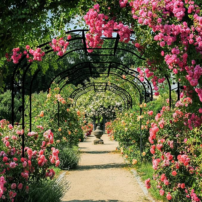 Metal Garden Arch 8.2 FT High x 6.2 FT Wide Garden Arbor Trellis - Image 3