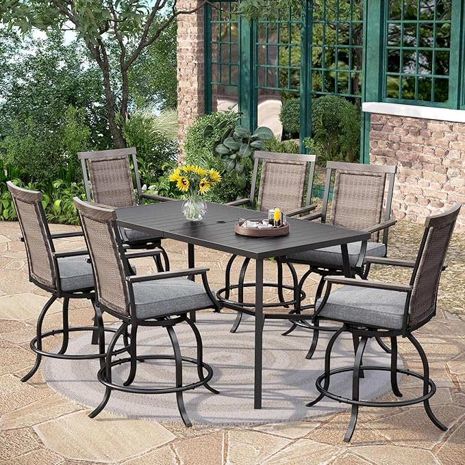 PHI VILLA 7 Piece Outdoor Bar Set, Counter Height Patio Bar Furniture by PHIVILLAThepioneerofcomfortablehouseholdsupplies