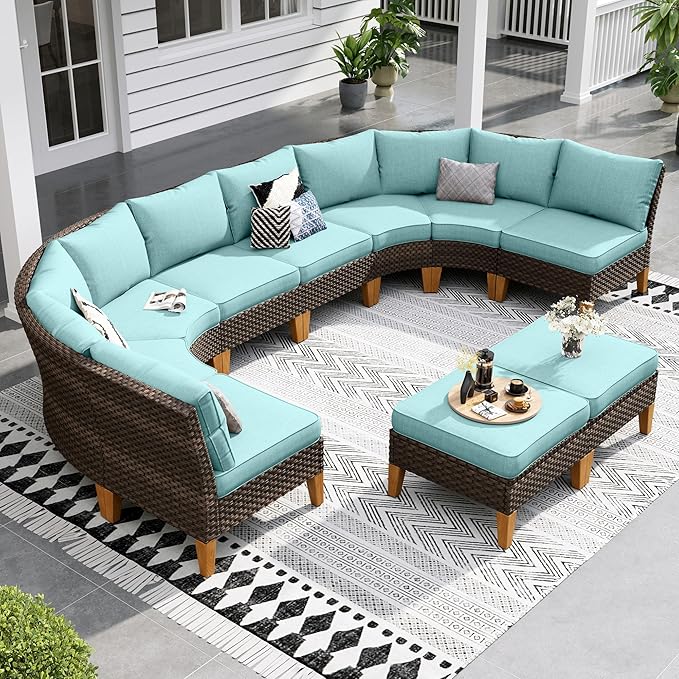 Sophia & William Patio Furniture Set, 10 Piece Half Moon Outdoor Wicker by SophiaWilliam
