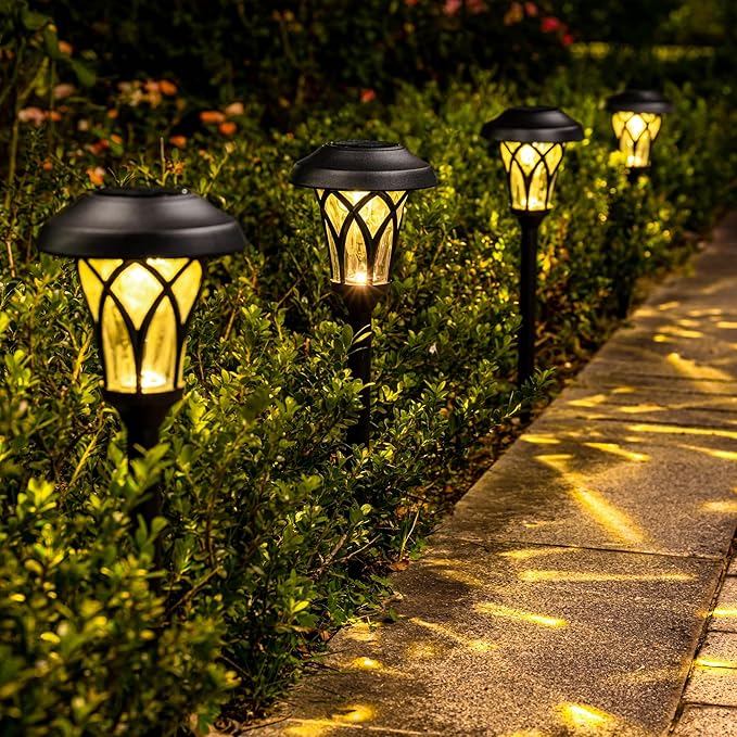 GIGALUMI 6 Pack Solar Pathway Lights Outdoor, Metal Glass & ABS Solar Landscape - Image 3