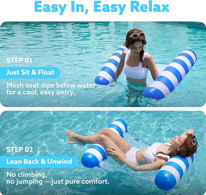 SLOOSH 2 Packs Hammock Pool Floats Adults, 4-in-1 Multi-Purpose Inflatable Pool - Image 4
