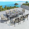Patio Dining Set 9 PCS, 8 Stable Outdoor Dining Chairs by SUNSHINEVALLEY