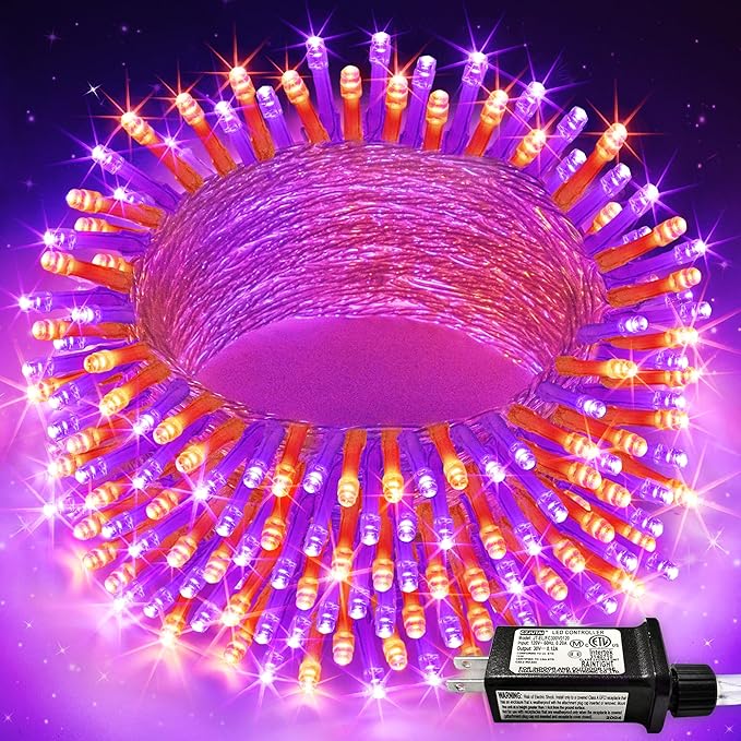 JMEXSUSS Halloween Lights Outdoor, 66FT Purple Orange Lights by JMEXSUSS