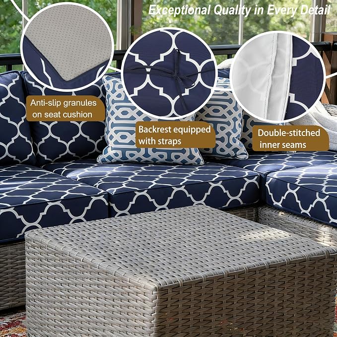 14 Piece Outdoor Patio Cushion Cover Replacement, Waterproof Patio Cushion - Image 3
