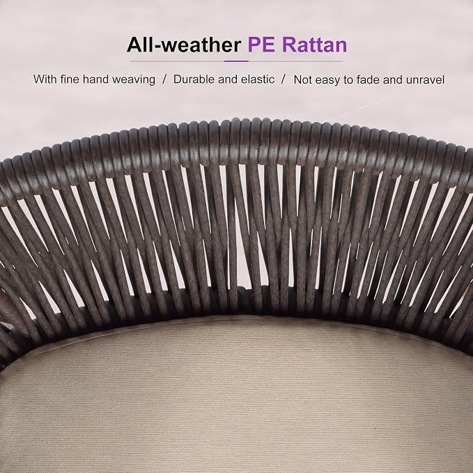 PURPLE LEAF 7 Pieces Round Outdoor Dining Set Outdoor Dining Table and Chairs - Image 9