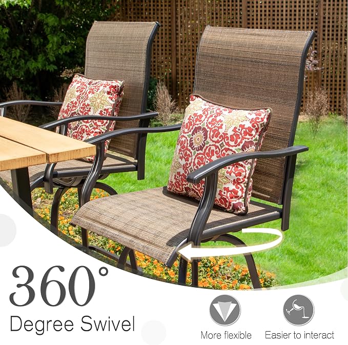 Sophia & William Swivel Bar Stools Set of 2, Bar Height Chairs, Outdoor Bar - Image 5