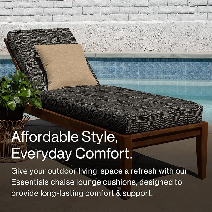 Honeycomb Outdoor Essentials Chaise Lounge, 21 x 70, Zaire Black Chair Cushion - Image 2