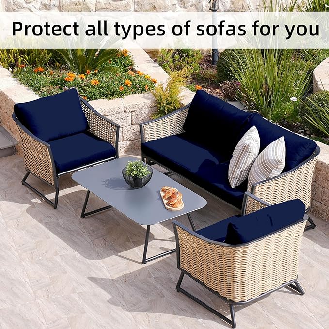 8Pcs Stretch Patio Cushion Covers, Outdoor Couch Covers Replacement, Outdoor - Image 4
