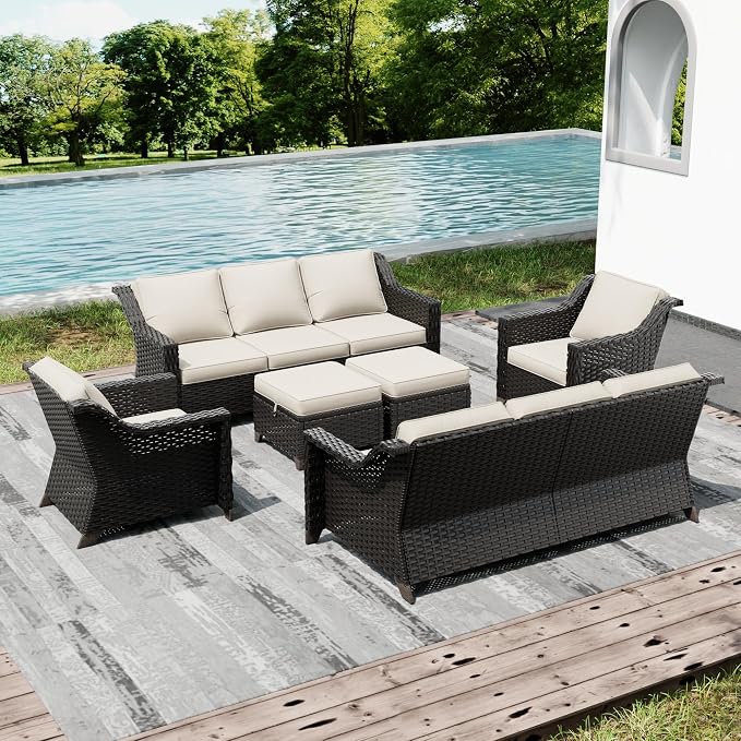 Joyside Wicker Patio Furniture Sets, 6 Pieces Upgraded Large Size Outdoor - Image 6