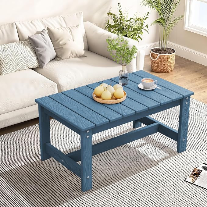 SERWALL Rectangle Outdoor Coffee Table, HDPE Patio Coffee Table - Image 8