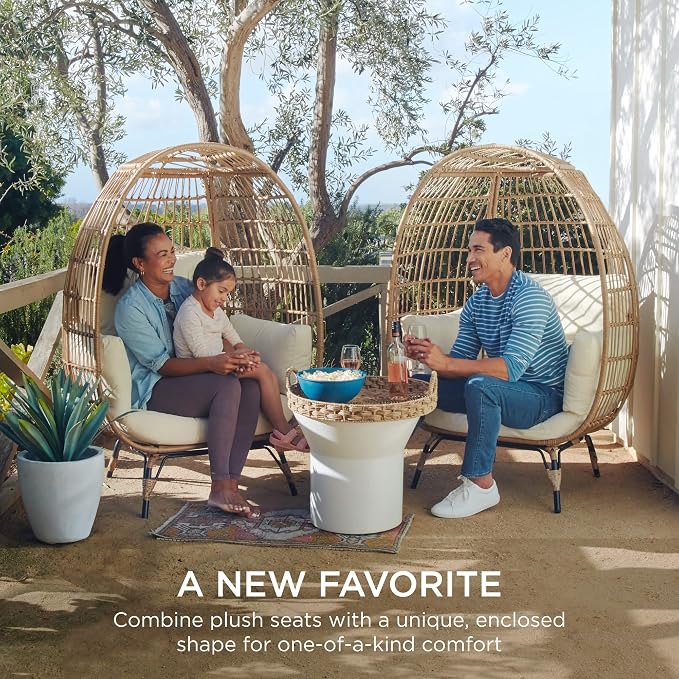 Best Choice Products Wicker Egg Chair, Oversized Indoor Outdoor Lounger - Image 2