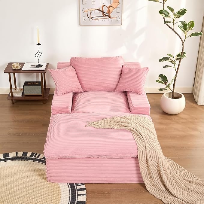 63" Chaise Lounge Chair Indoor, Set of Convertible Sleeper Sofa Couch - Image 9