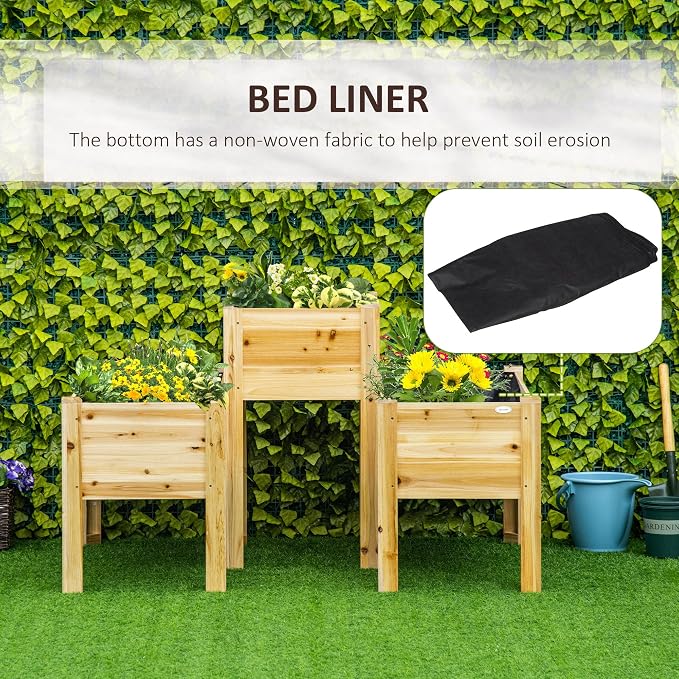 Outsunny Raised Garden Bed Set of 3, Wooden Elevated Planter Box - Image 6