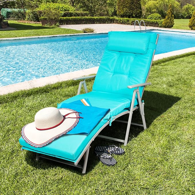 Giantex Chaise Lounge Chair for Outside, Pool Folding Reclining Beach Chair - Image 2