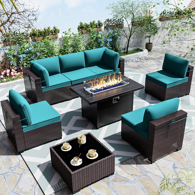 Outdoor Terrace Furniture Set, 8 Piece Outdoor Furniture Set, - Image 9