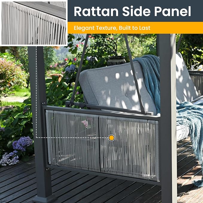 Pamapic 3-Seat Porch Swing Bed - Image 7