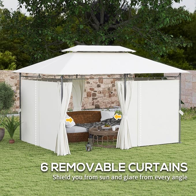 Outsunny 10' x 13' Patio Gazebo, Double Roof Outdoor Gazebo Canopy Shelter - Image 5