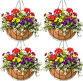 12 inch Metal Hanging Baskets for Plants Outdoor 4 Pack Round Metal Wire by JFFLYIT