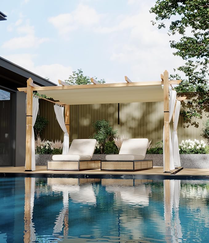 GarveeLife 10 x 13 ft Wood Grain Aluminum Pergola Outdoor Pergola - Image 2