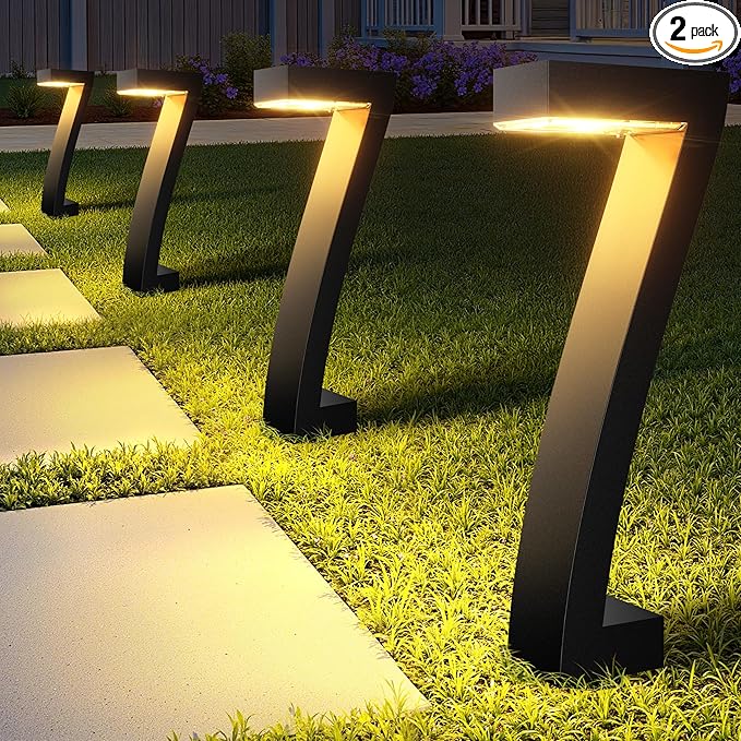 WdtPro Solar Lights Outdoor Pathway Lights, 2 Pack Upgraded Bright LED Outdoor by WdtPro