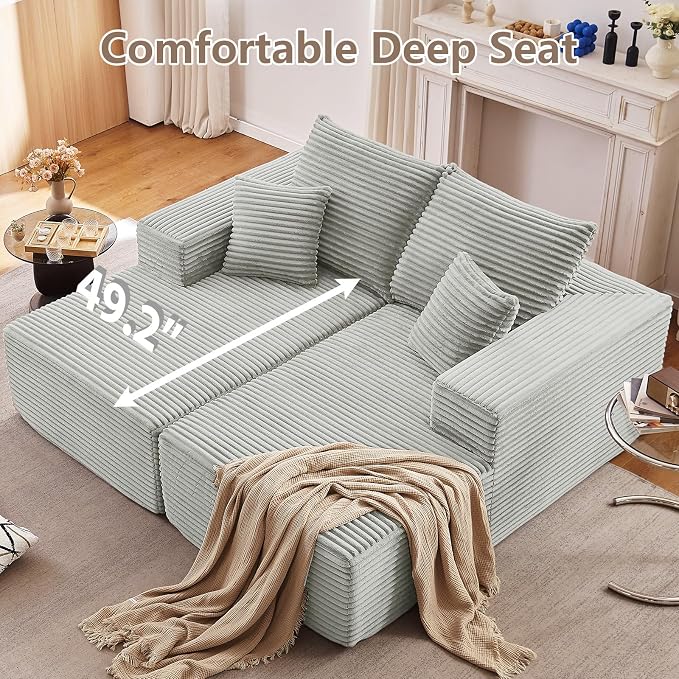 ODUWA Oversized Double Chaise Lounges Indoor, Upholstered Boneless Cloud - Image 6