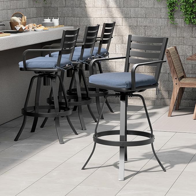 Pellebant 29.5" Outdoor Bar Stools Set of 8, Aluminum Swivel Patio Bar Height - Image 5