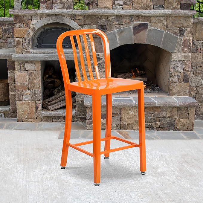 Flash Furniture Gael Commercial Grade 2 Pack 24" High Orange Metal - Image 2