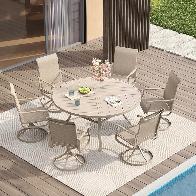 VICLLAX Round Patio Table with Adjustable Umbrella Hole - Image 7