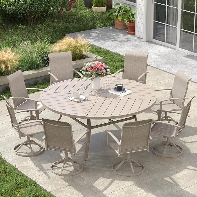 VICLLAX 60" Round Outdoor Table, Patio Dining Table - Image 4
