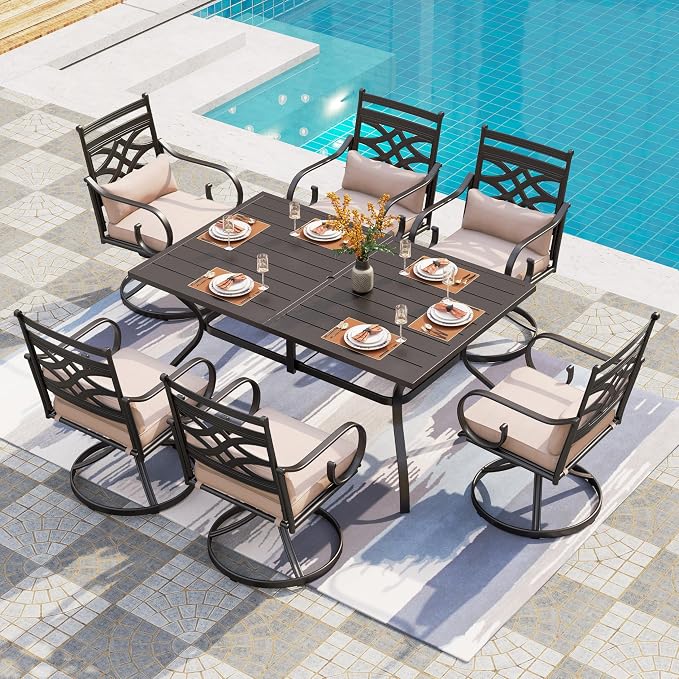 PHI VILLA 7 Pcs Patio Dining Set, Outdoor Table Chair Set by PHIVILLAThepioneerofcomfortablehouseholdsupplies