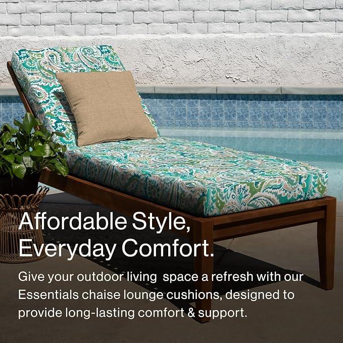 Honeycomb Outdoor Essentials Chaise Lounge, 21 x 70, Geneva Paisley Turquoise - Image 2