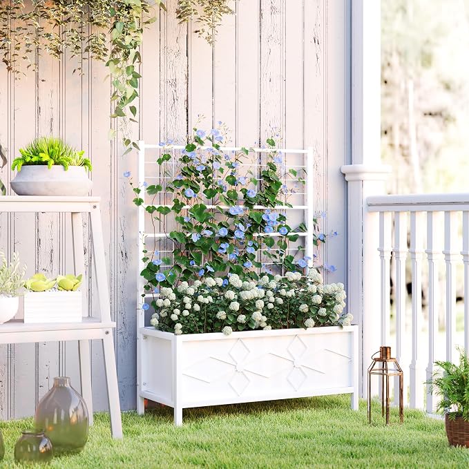 Outsunny Planter Box with Trellis, 35.4 x 15.7 x 47.2 inch Raised Garden Bed - Image 2