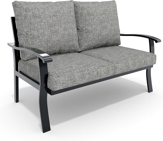 HOMREST Outdoor Loveseat Aluminum Patio Furniture Sofa, All-Weather Metal by HOMREST