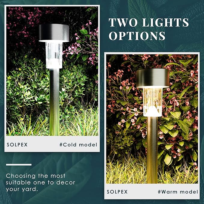 SOLPEX 24 Pack Solar Outdoor Lights Pathway, Stainless Steel Solar Lights - Image 5