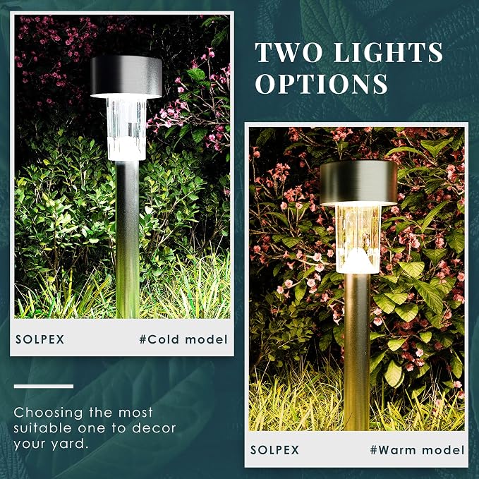 SOLPEX 12 Pack Solar Outdoor Lights Pathway, Stainless Steel Solar Lights - Image 5