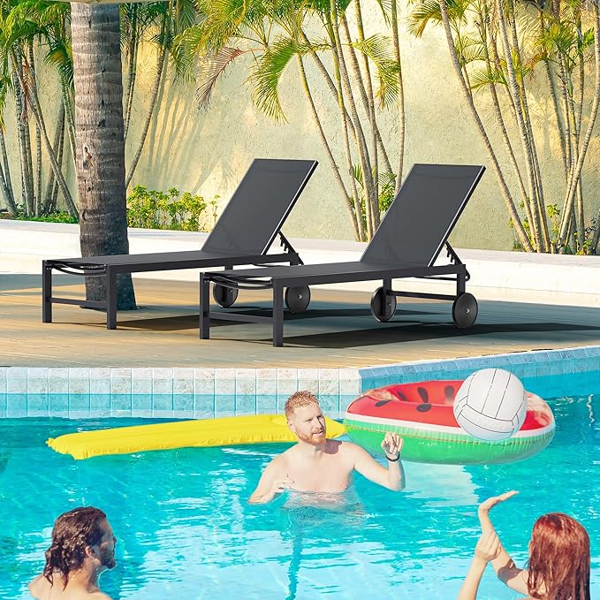 Shintenchi 2 PCS Outdoor Chaise Lounges Chair - Image 2