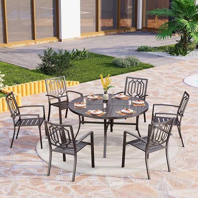 PHI VILLA 7 Pieces Outdoor Round Dining Set - Image 2