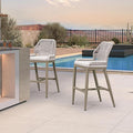 PURPLE LEAF Bar Stools Set of 2 Outdoor Bar Height Metal Stools Modern Wicker by PURPLELEAF