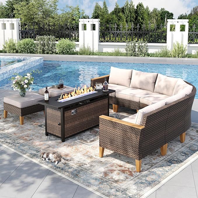PHI VILLA 8-Piece Curved Patio Furniture Set by PHIVILLAThepioneerofcomfortablehouseholdsupplies