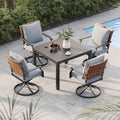 Grand patio 5-Piece Outdoor Dining Set, 4 Leather-Look Wicker Swivel Patio by GrandPatio
