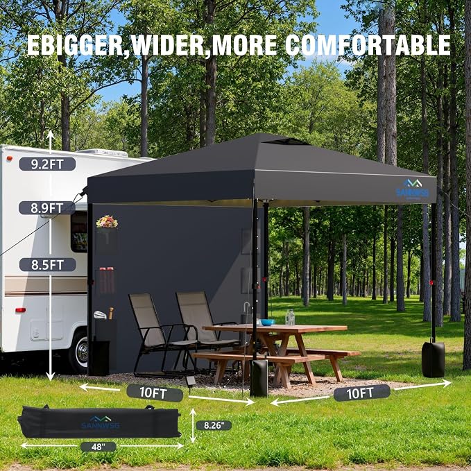 10X10 Pop Up Canopy Tent, Removable Pockets Sidewall - Image 2