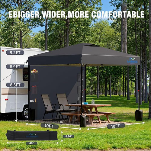 10X10 Pop Up Canopy Tent, Removable Pockets Sidewall - Image 2