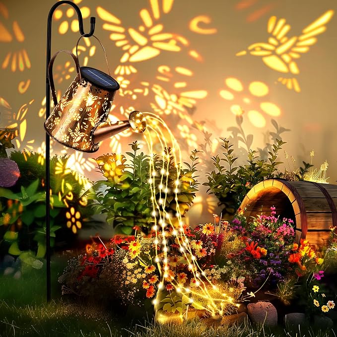 Solar Lights Outdoor Garden Decor, Large Lanterns Watering Can Gardening Gifts by PATIOPIA