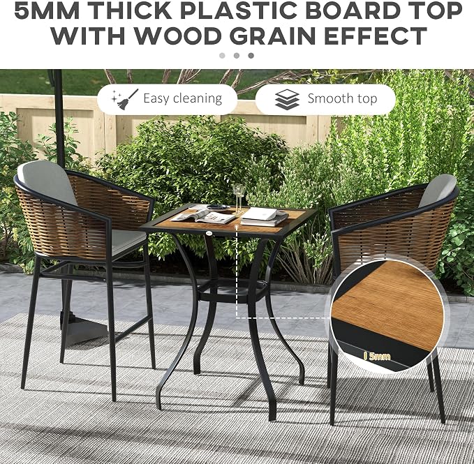 Outsunny 28" Outdoor Bar Table, Faux Wood Patio Furniture, Square Wood-Like - Image 5