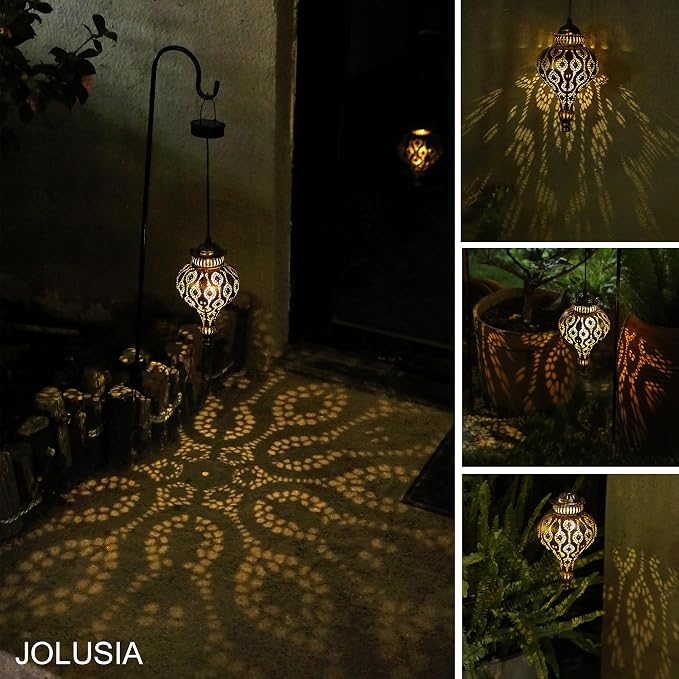 Moroccan Solar Lanterns Outdoor Waterproof Bronze Hanging Lanterns Outdoor - Image 9